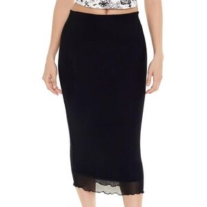 Forever 21 Black Sheer Hem Midi Skirt